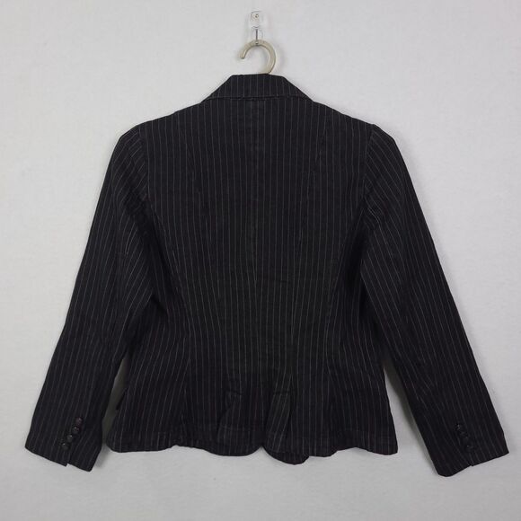 Lauren Ralph Lauren LRL Blazer Womens M Black Pinstripe Single Vent 3 Button Y2K - Picture 9 of 14